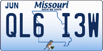 MO license plate QL6I3W
