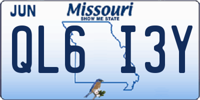 MO license plate QL6I3Y
