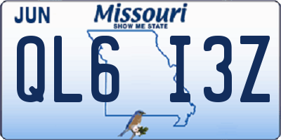 MO license plate QL6I3Z