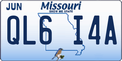 MO license plate QL6I4A