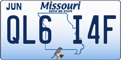 MO license plate QL6I4F