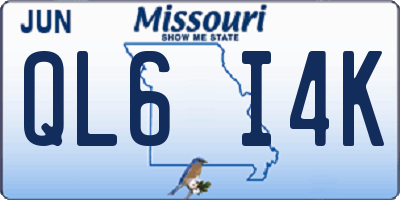 MO license plate QL6I4K
