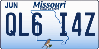 MO license plate QL6I4Z