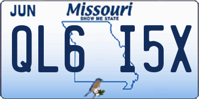 MO license plate QL6I5X