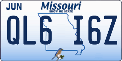 MO license plate QL6I6Z