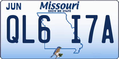 MO license plate QL6I7A