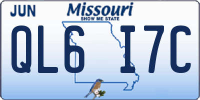 MO license plate QL6I7C