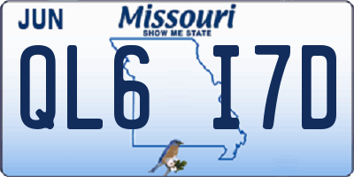 MO license plate QL6I7D