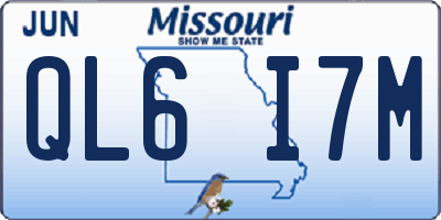 MO license plate QL6I7M