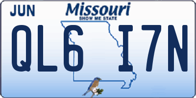 MO license plate QL6I7N