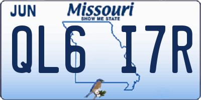 MO license plate QL6I7R