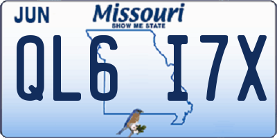 MO license plate QL6I7X