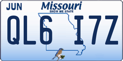 MO license plate QL6I7Z