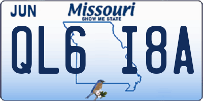 MO license plate QL6I8A