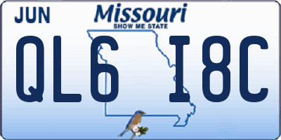 MO license plate QL6I8C