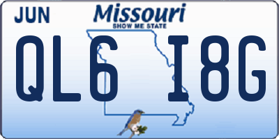 MO license plate QL6I8G