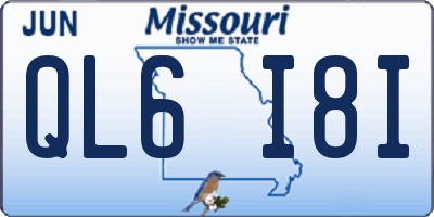 MO license plate QL6I8I