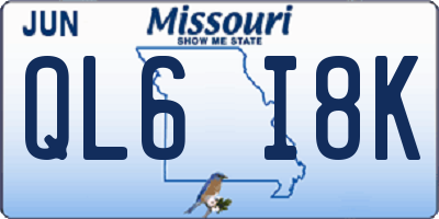 MO license plate QL6I8K