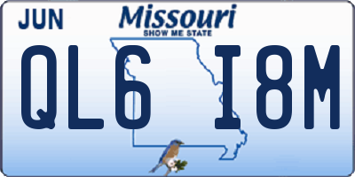 MO license plate QL6I8M