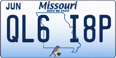 MO license plate QL6I8P