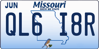 MO license plate QL6I8R