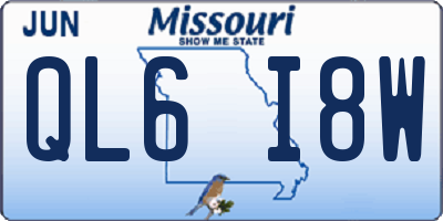 MO license plate QL6I8W