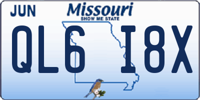 MO license plate QL6I8X
