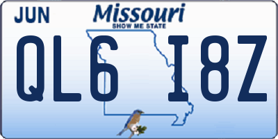 MO license plate QL6I8Z