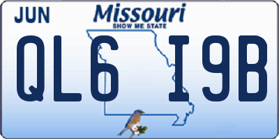 MO license plate QL6I9B