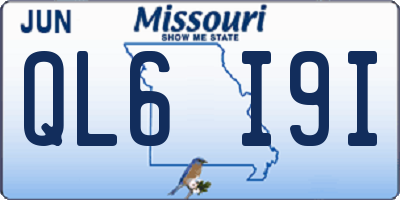 MO license plate QL6I9I