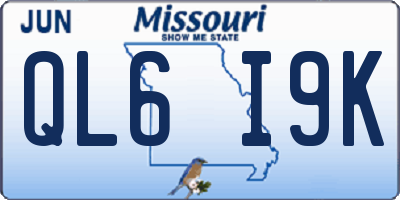 MO license plate QL6I9K
