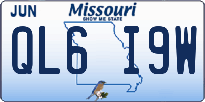 MO license plate QL6I9W