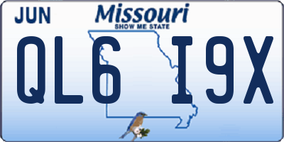 MO license plate QL6I9X