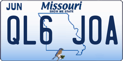 MO license plate QL6J0A