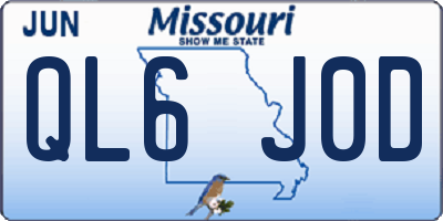 MO license plate QL6J0D