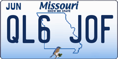 MO license plate QL6J0F