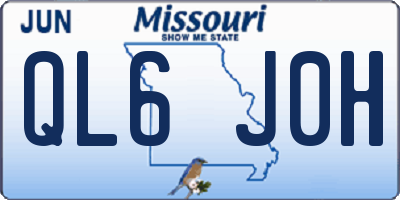 MO license plate QL6J0H