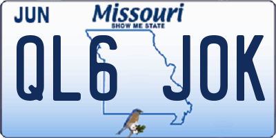 MO license plate QL6J0K