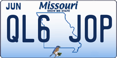 MO license plate QL6J0P