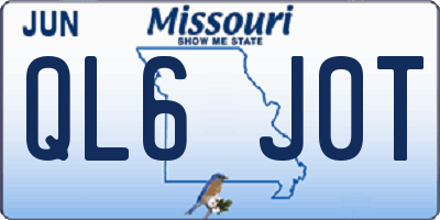 MO license plate QL6J0T