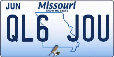 MO license plate QL6J0U