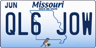 MO license plate QL6J0W