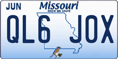 MO license plate QL6J0X