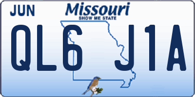 MO license plate QL6J1A