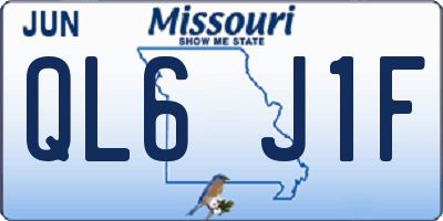 MO license plate QL6J1F