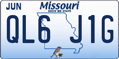 MO license plate QL6J1G