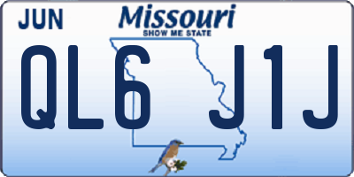 MO license plate QL6J1J