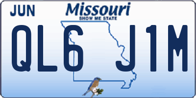 MO license plate QL6J1M