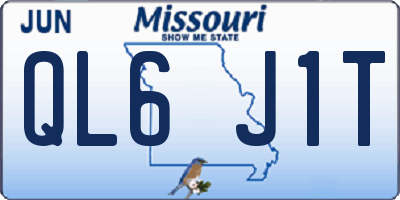 MO license plate QL6J1T