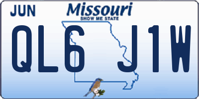 MO license plate QL6J1W